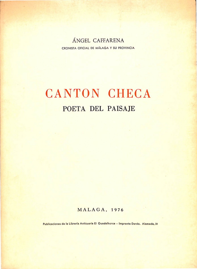 CANTON CHECA. POETA DEL PAISAJE