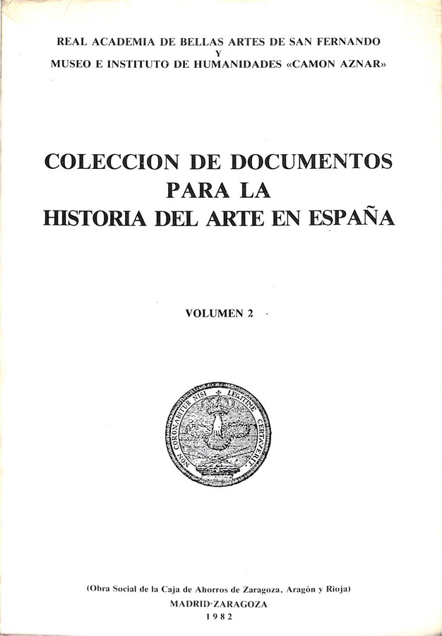 COLECCIÓN DE DOCUMENTOS PARA LA HISTORIA DEL ARTE EN ESPAÑA