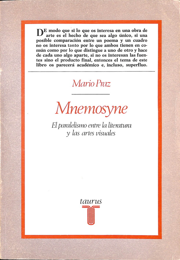 MNEMOSYNE. EL PARALELISMO ENTRE LA LITERATURA Y LAS ARTES VISUALES